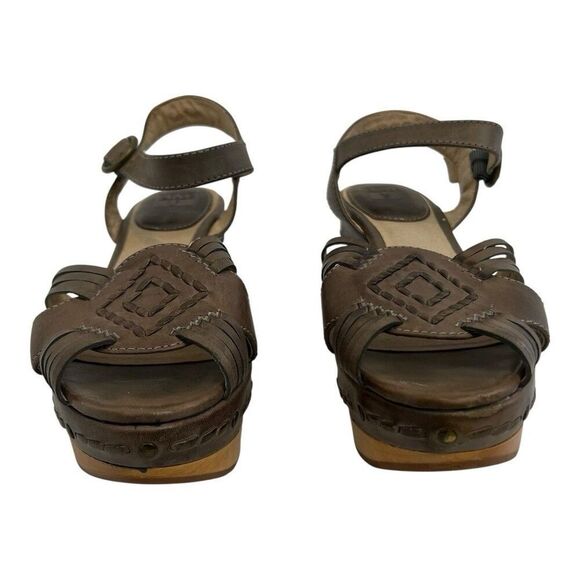 Frye Womens Size 8.5 Carlie Huarache Boho Ankle Wedge Leather Platform Sandals - Picture 2 of 9